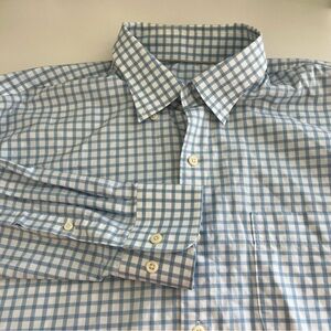Peter Millar Men’s Light Blue Plaid Long Sleeve Button Down XL‎